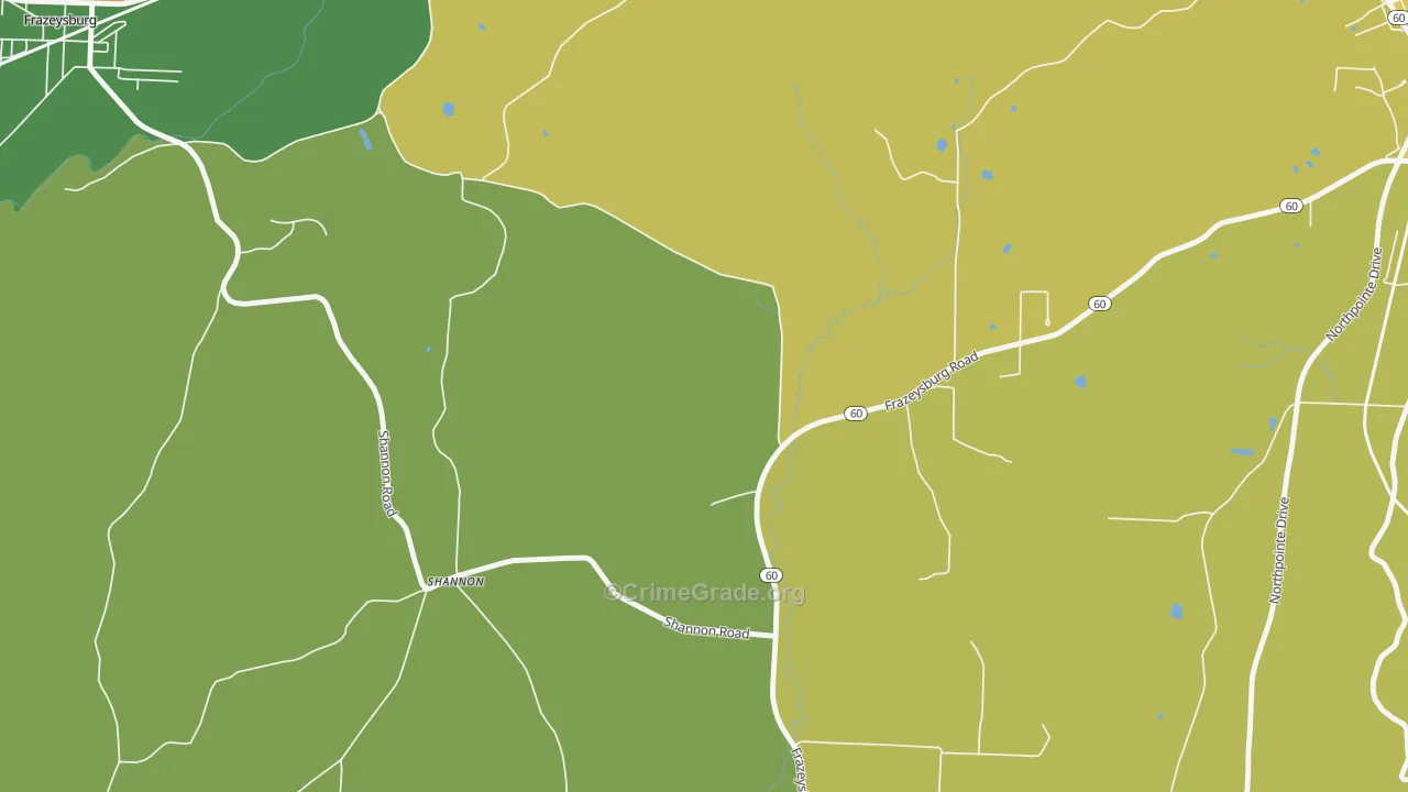 Shannon, OH Map of Murder Rates