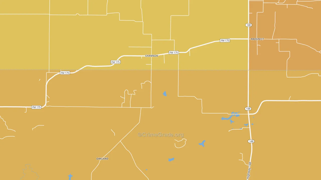 Shannon, TX Map of Murder Rates