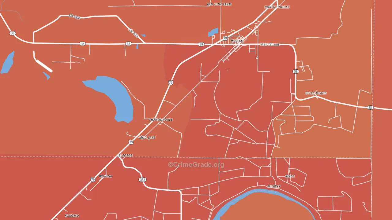 Shannondale, AR Map of Murder Rates