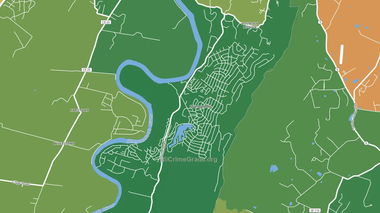 Shannondale, WV Map of Murder Rates