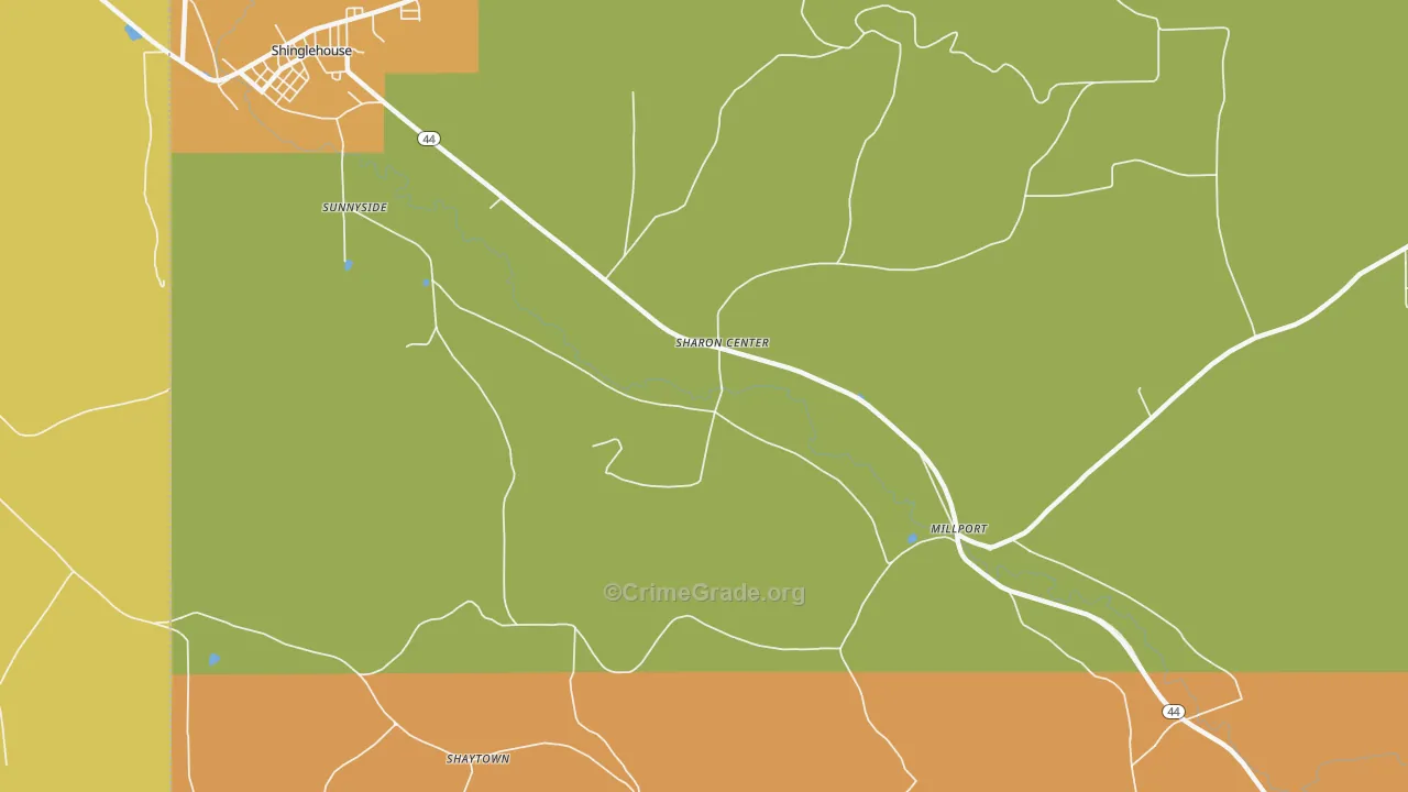 Sharon Center, PA Map of Murder Rates