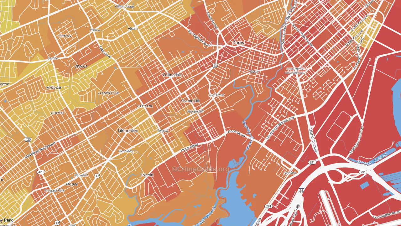 Sharon Hill, PA Map of Murder Rates