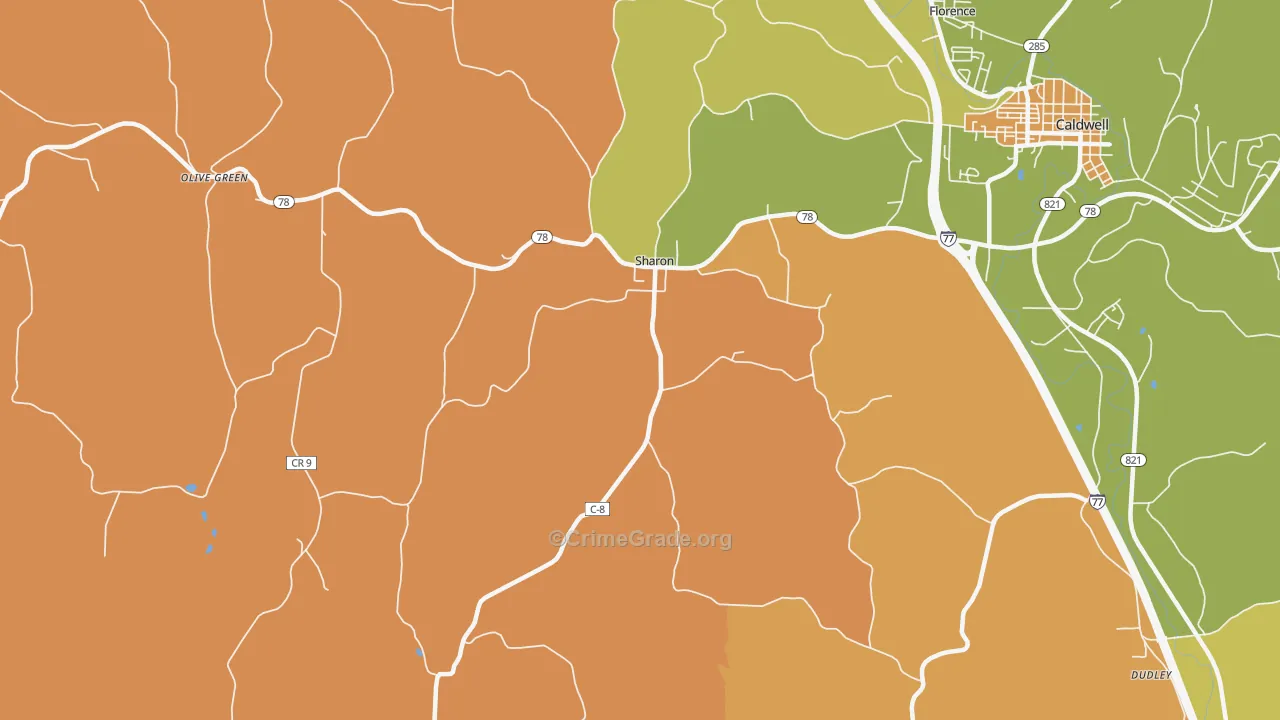 Sharon, OH Map of Murder Rates