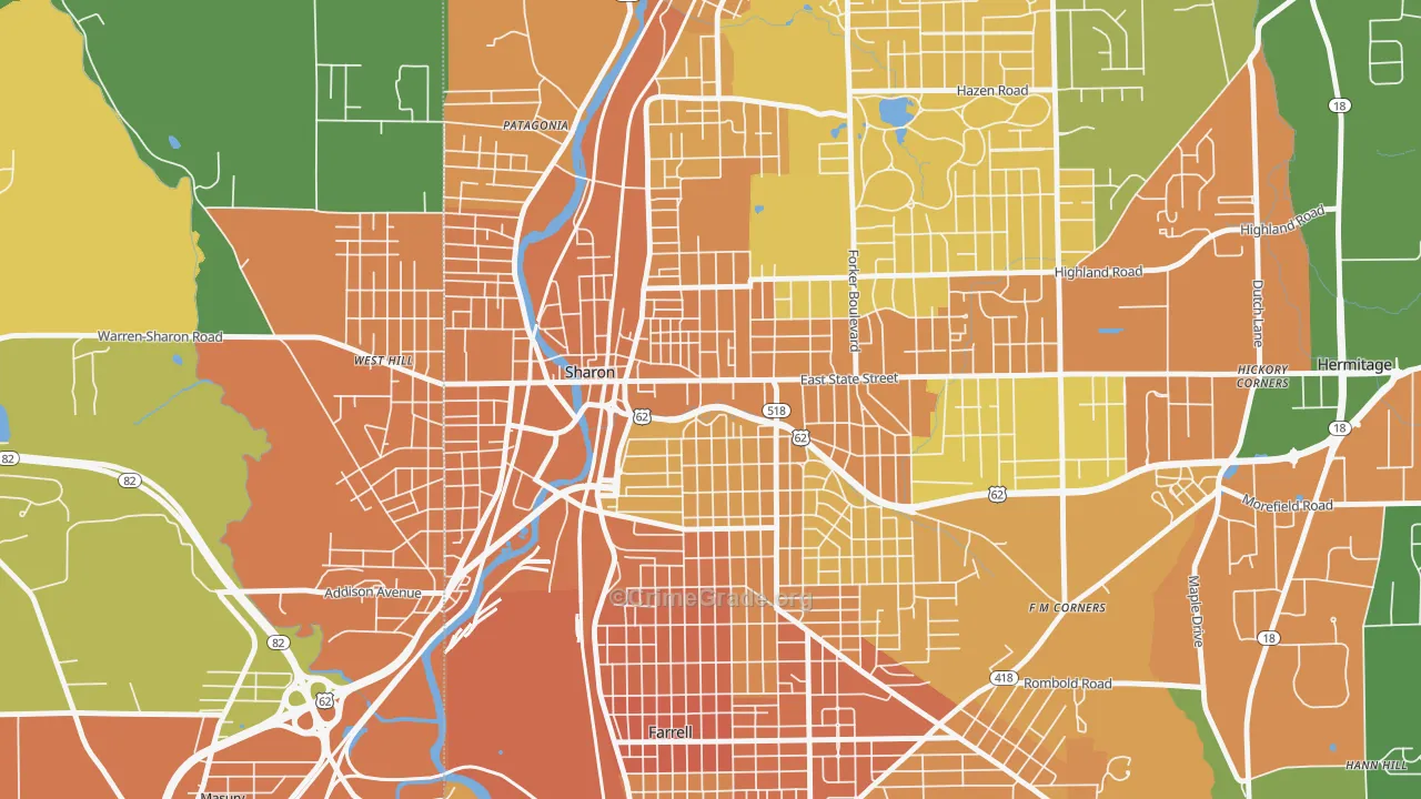 Sharon, PA Map of Murder Rates