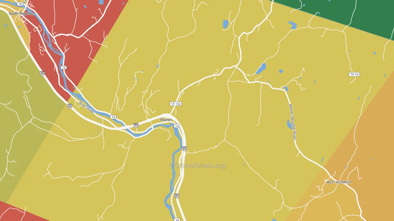 Sharon, VT Map of Murder Rates