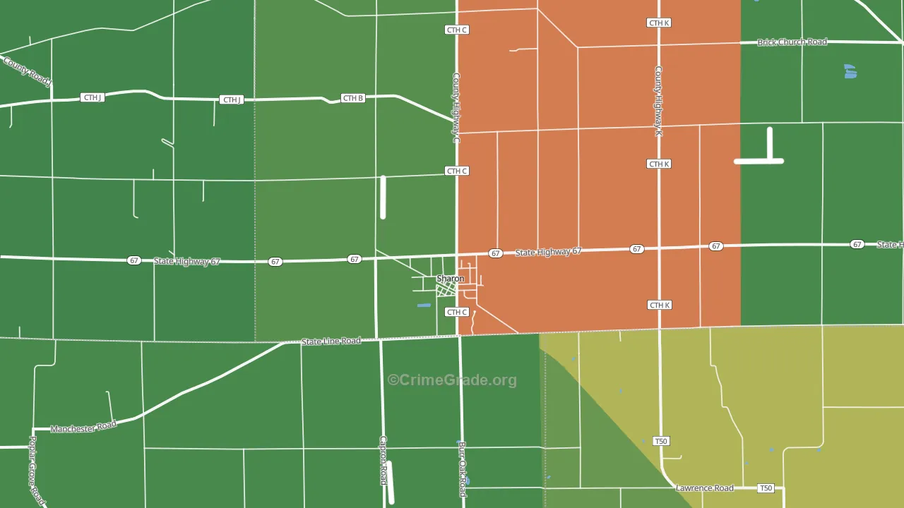 Sharon, WI Map of Murder Rates