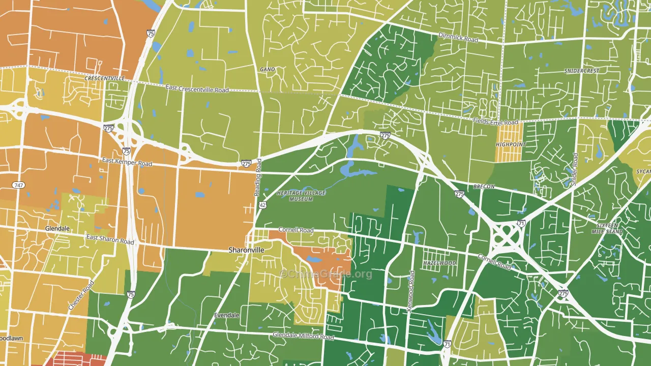Sharonville, OH Map of Murder Rates