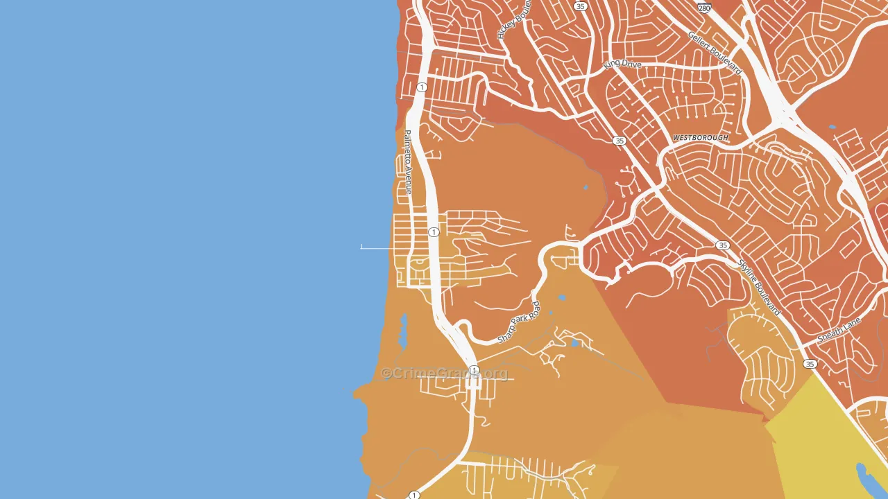 Sharp Park, Pacifica, CA Map of Murder Rates