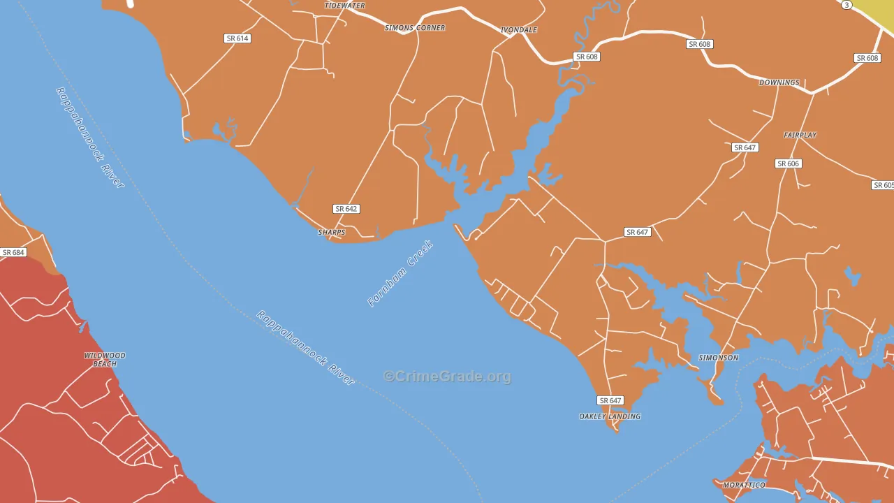 Sharps, VA Map of Murder Rates