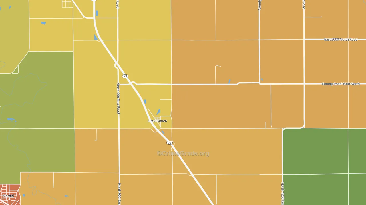 Sharpsburg, IL Map of Murder Rates