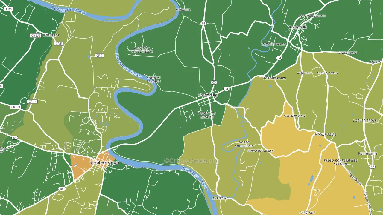 Sharpsburg, MD Map of Murder Rates