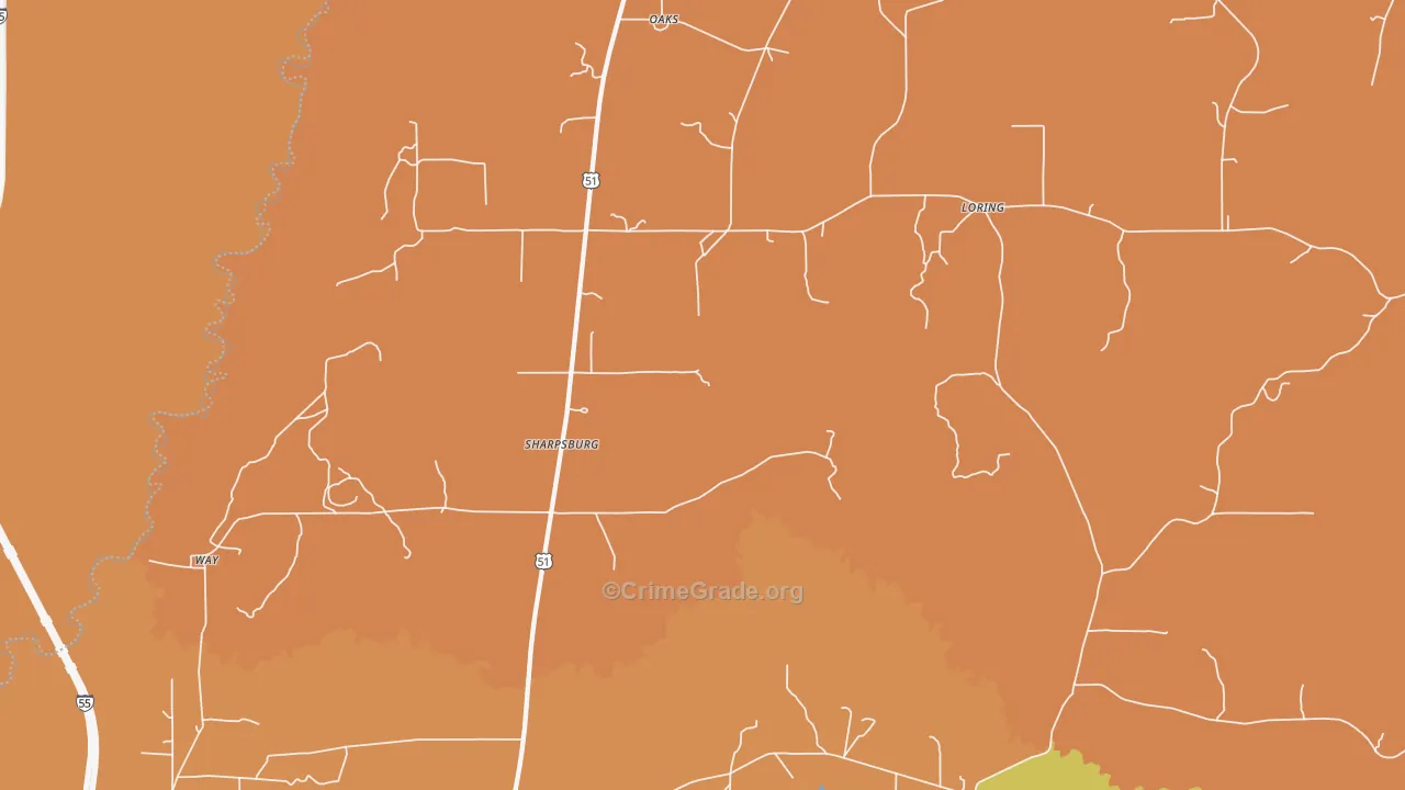 Sharpsburg, MS Map of Murder Rates