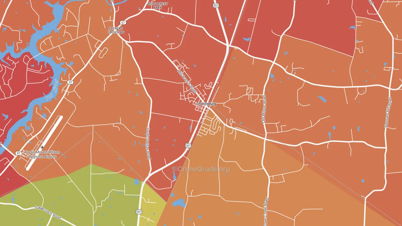 Sharpsburg, NC Map of Murder Rates