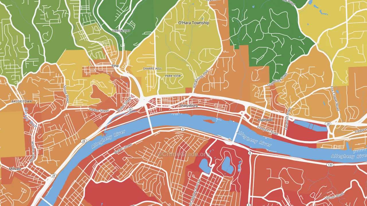 Sharpsburg, PA Map of Murder Rates