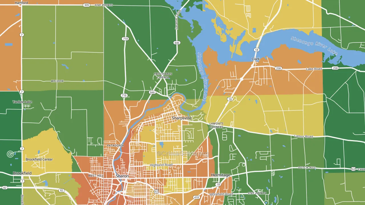 Sharpsville, PA Map of Murder Rates