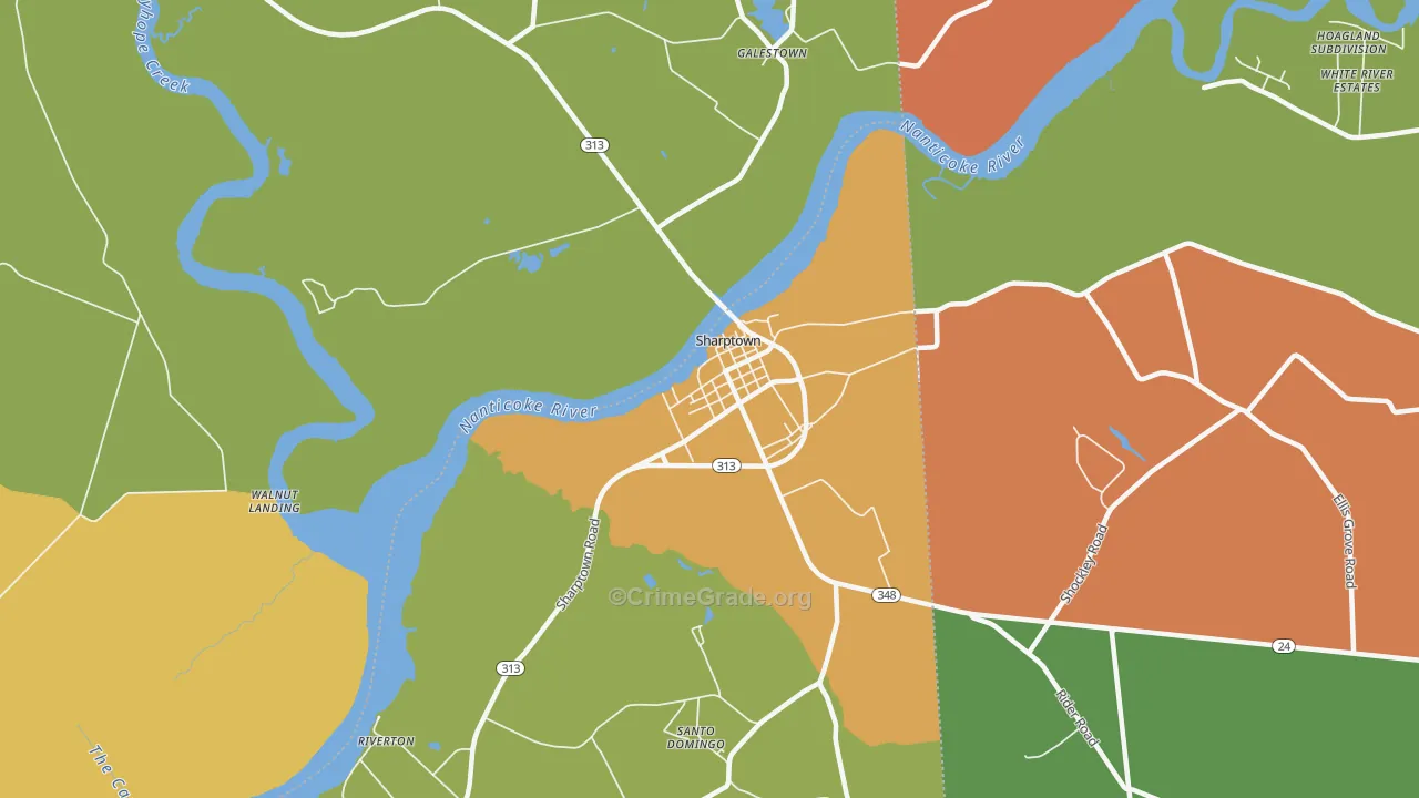 Sharptown, MD Map of Murder Rates