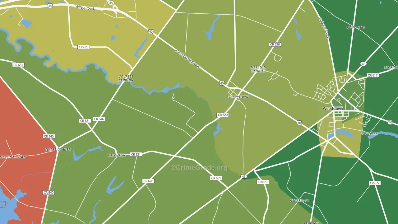 Sharptown, NJ Map of Murder Rates