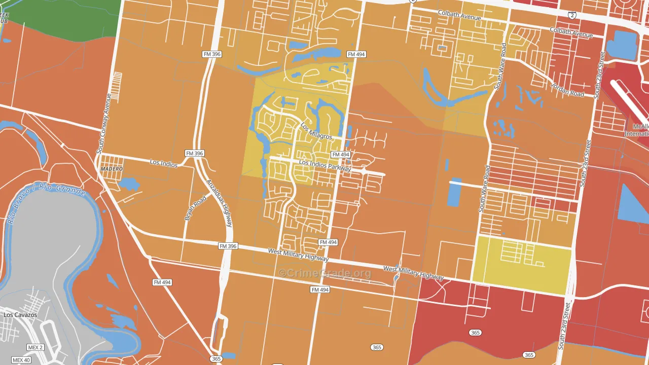 Sharyland Plantation, Mission, TX Map of Murder Rates