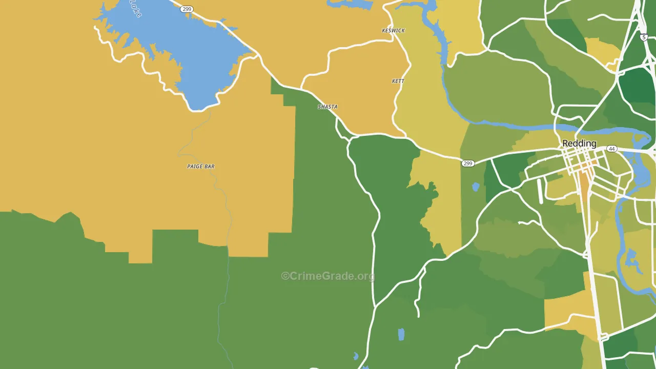 Shasta, CA Map of Murder Rates