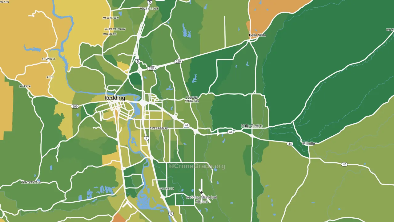 Shasta County, CA Map of Murder Rates