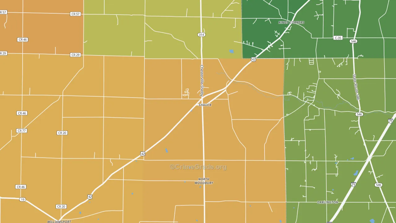 Shauck, OH Map of Murder Rates