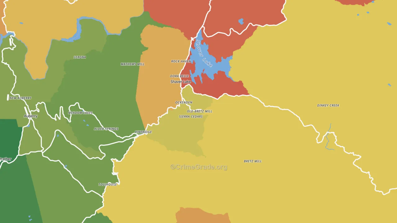 Shaver Lake, CA Map of Murder Rates
