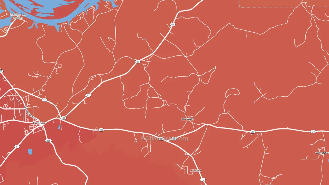Shawnee, AL Map of Murder Rates