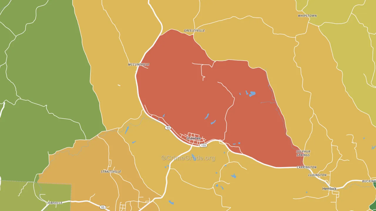 Shawnee, OH Map of Murder Rates