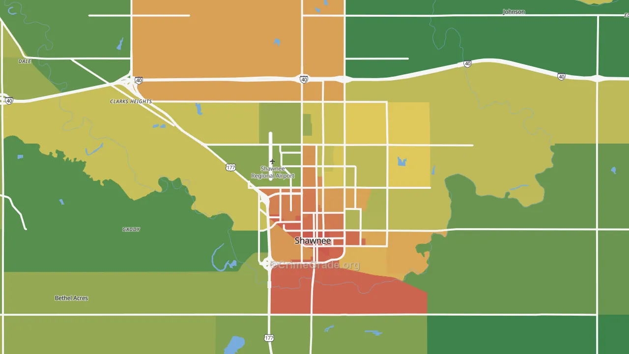Shawnee, OK Map of Murder Rates