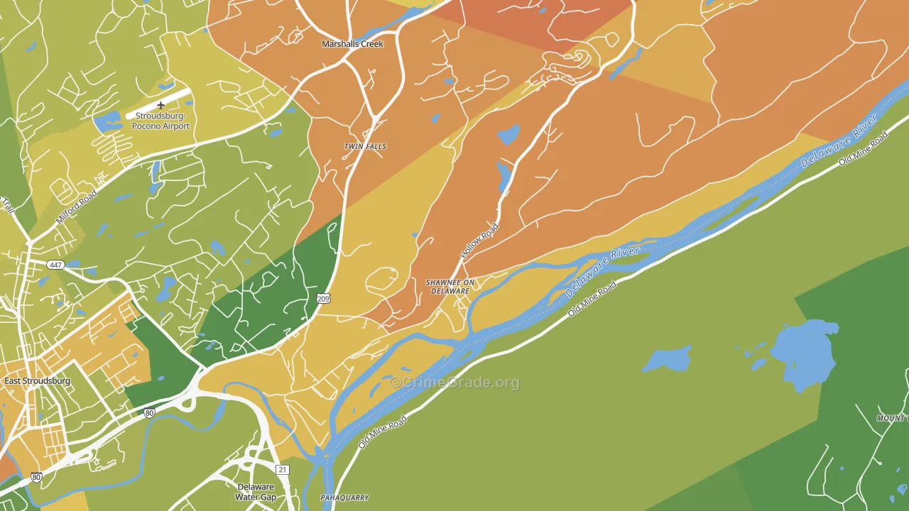 Shawnee On Delaware, PA Map of Murder Rates
