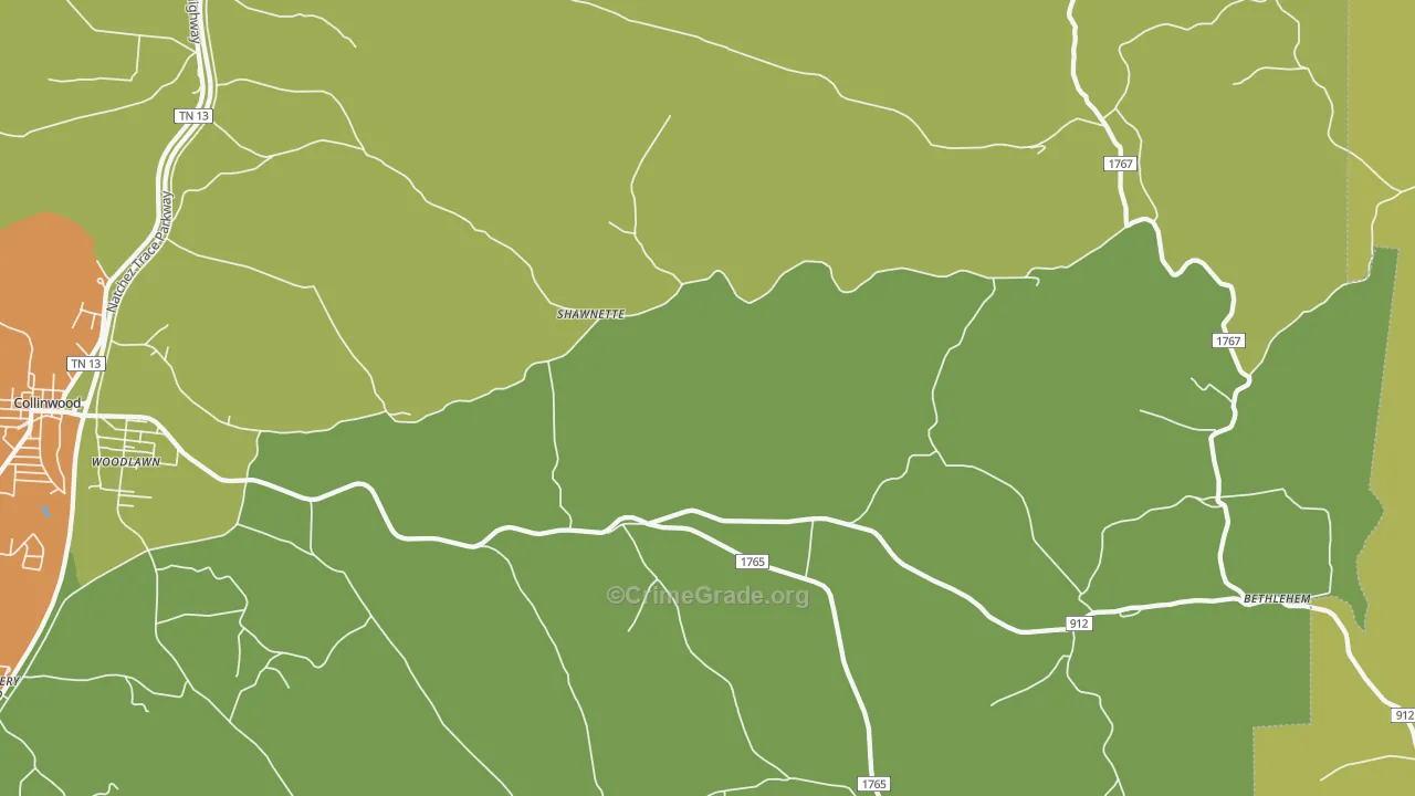 Shawnette, TN Map of Murder Rates