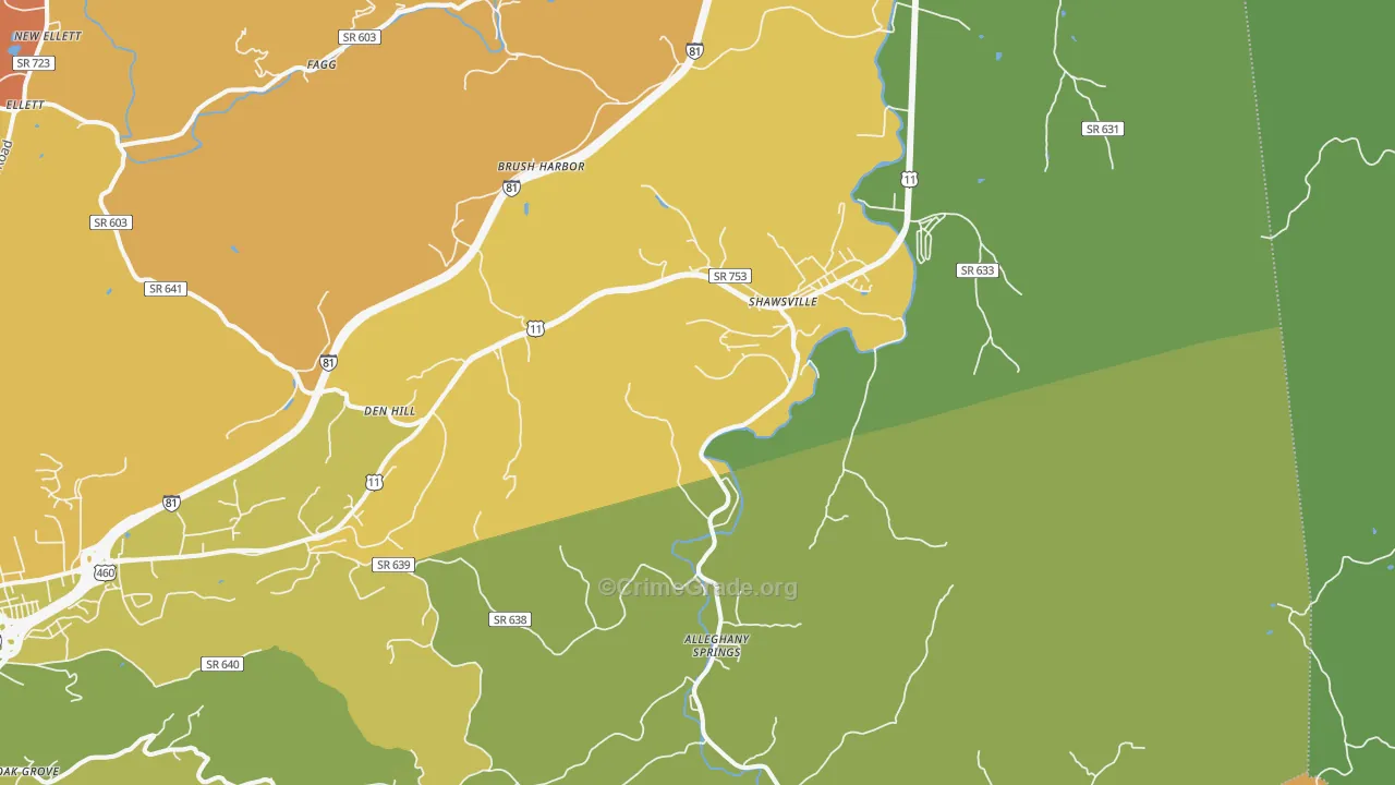 Shawsville, VA Map of Murder Rates