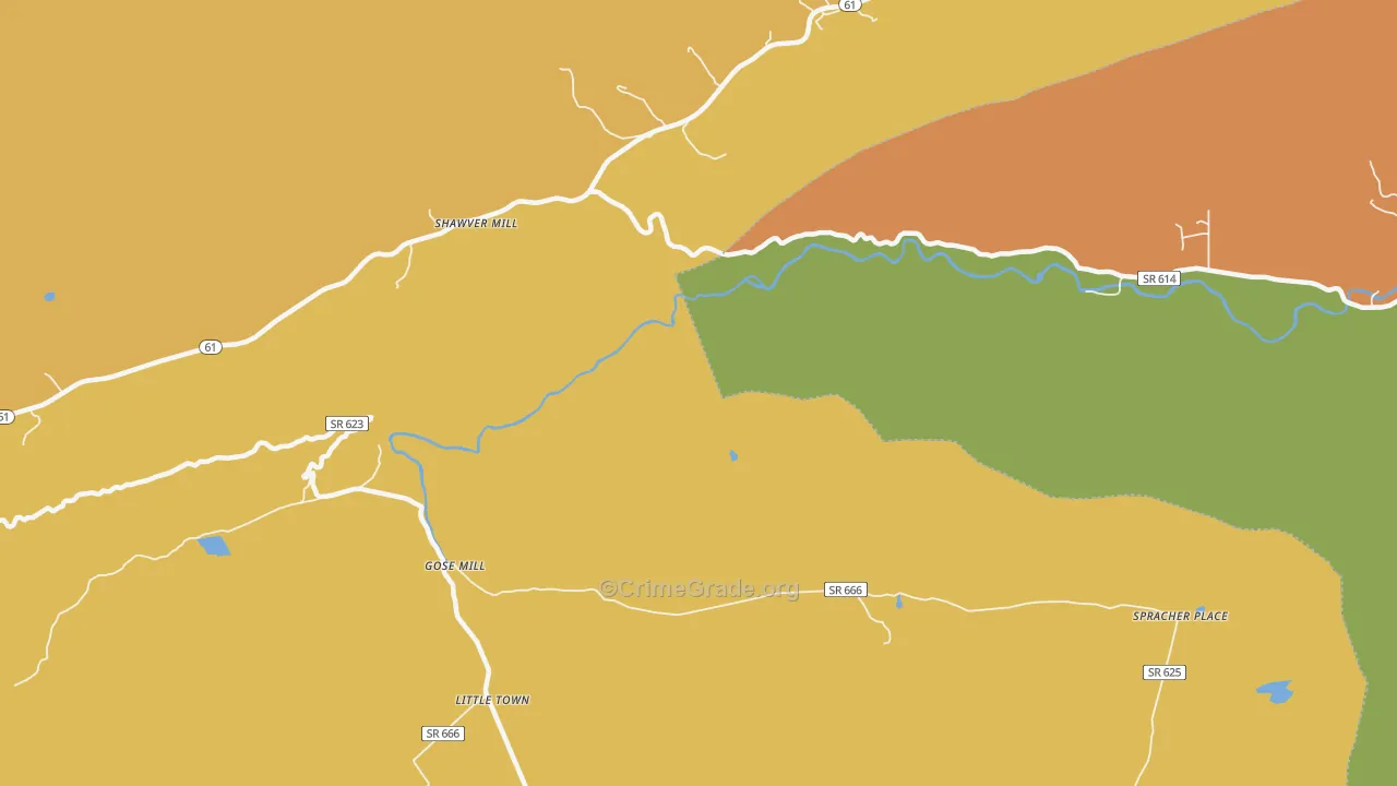Shawver Mill, VA Map of Murder Rates