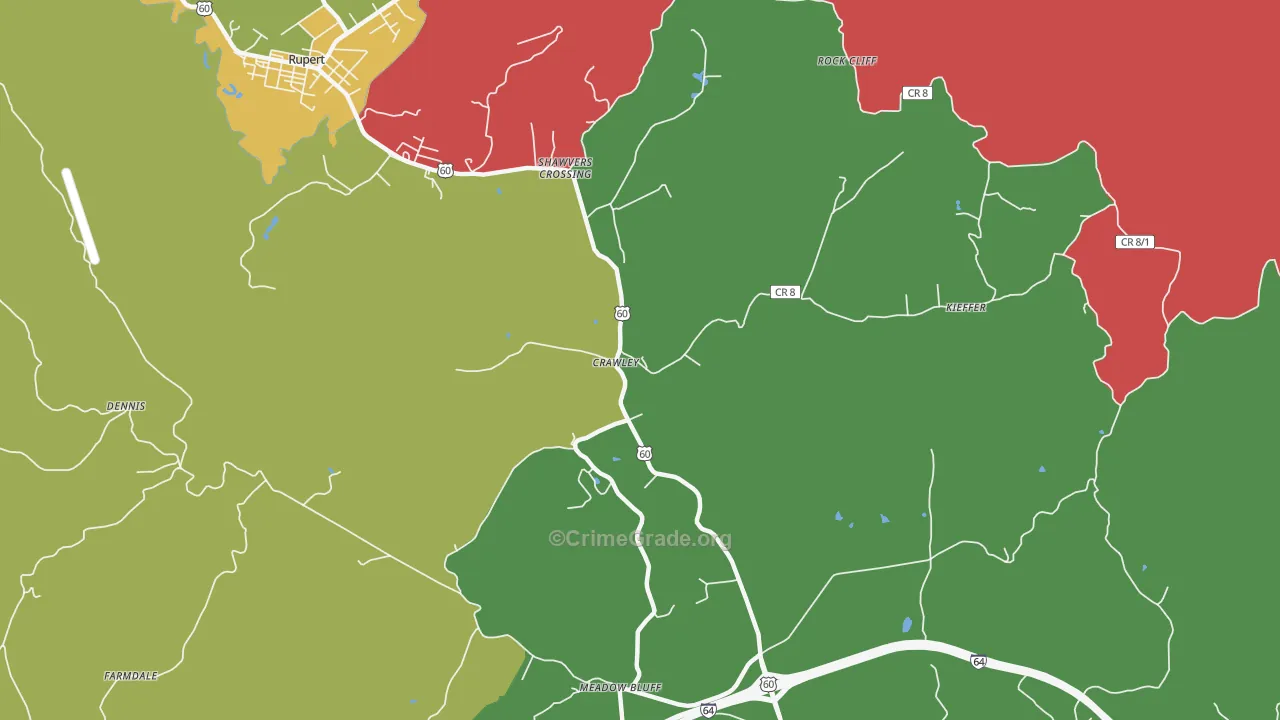 Shawvers Crossing, WV Map of Murder Rates