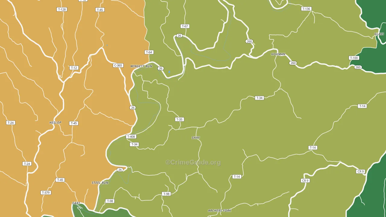 Shay, OH Map of Murder Rates