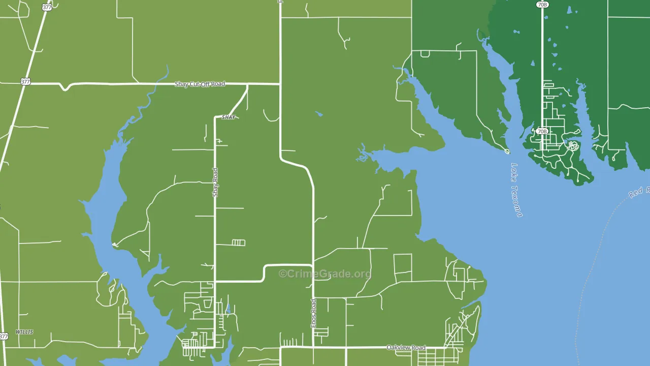Shay, OK Map of Murder Rates