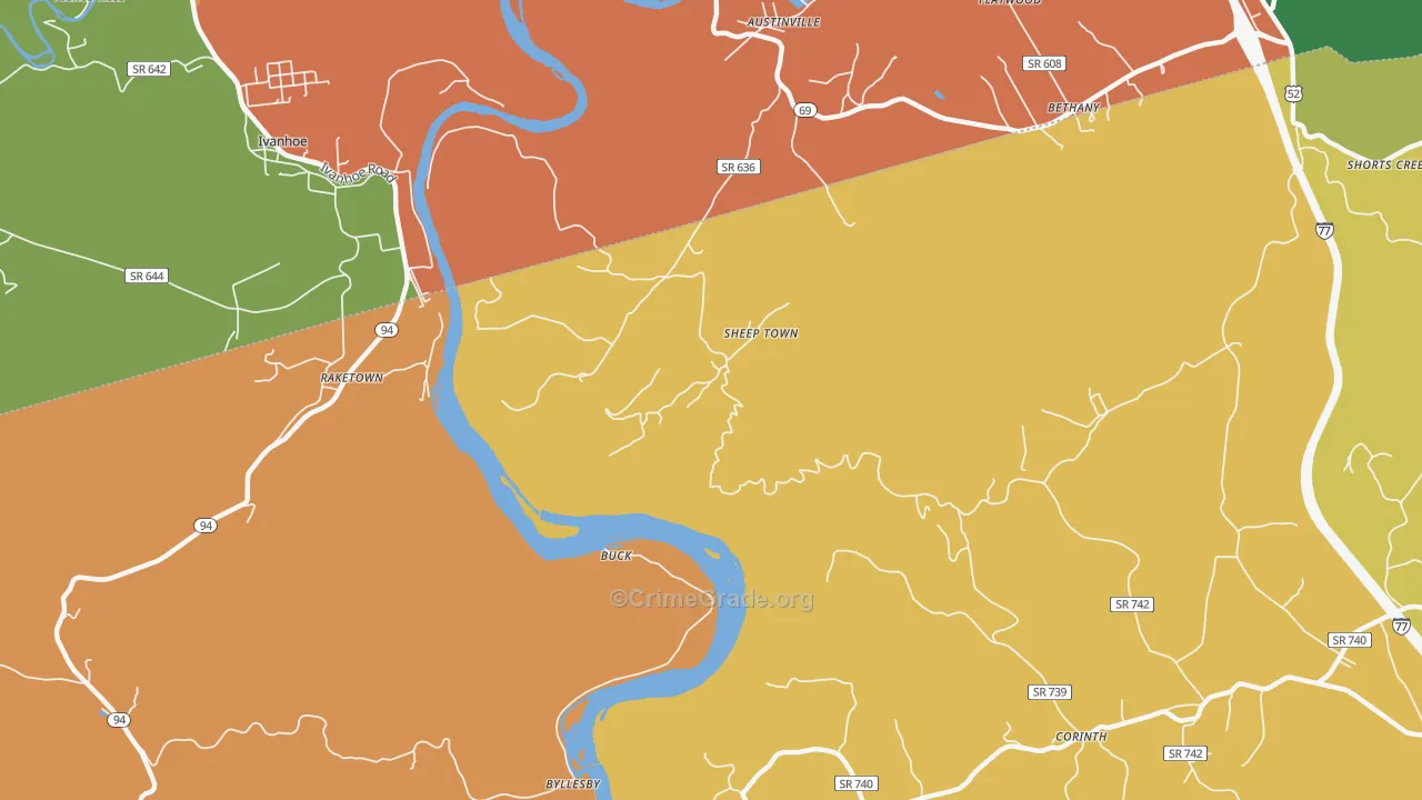 Sheep Town, VA Map of Murder Rates