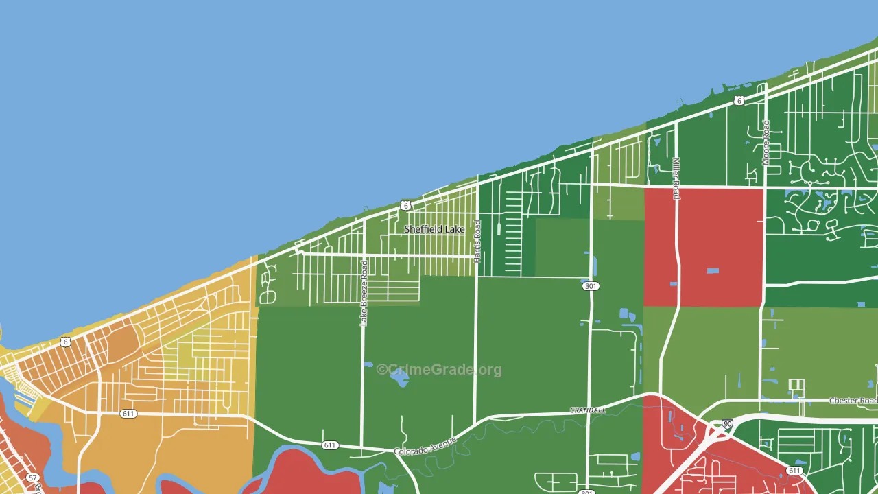 Sheffield Lake, OH Map of Murder Rates