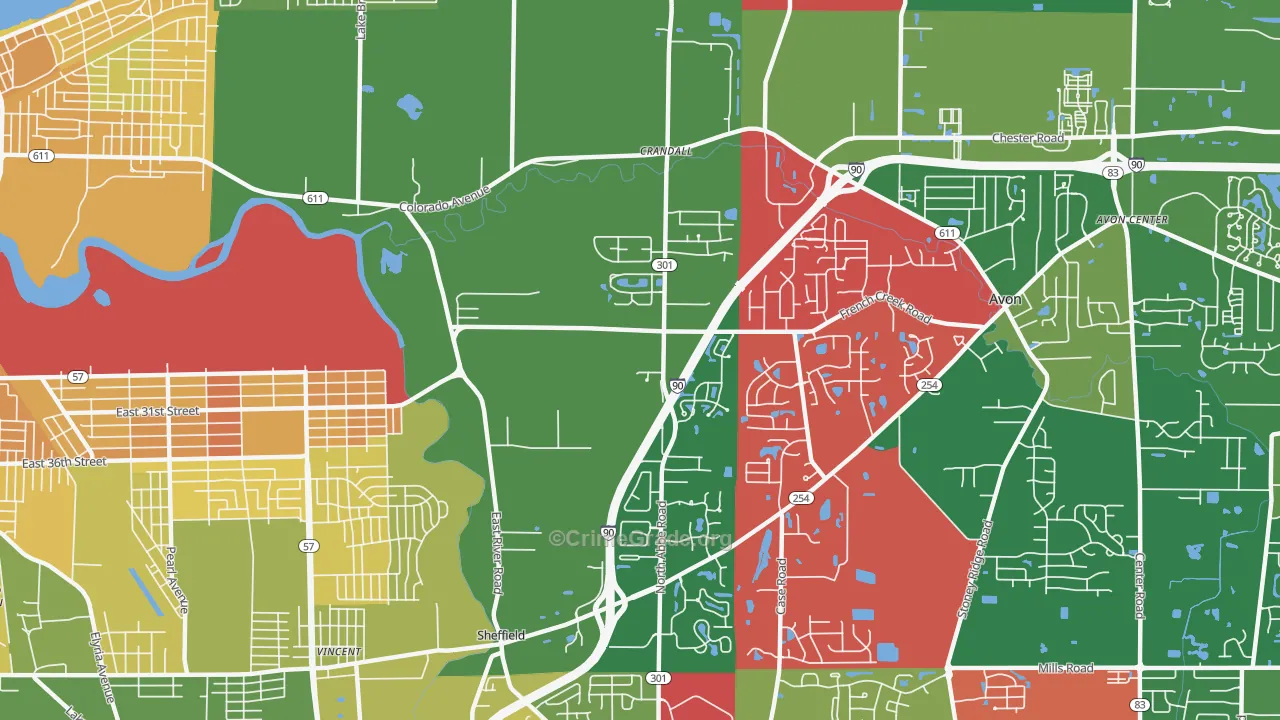 Sheffield, OH Map of Murder Rates