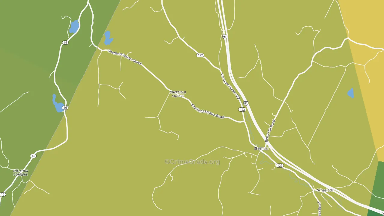 Sheffield Square, VT Map of Murder Rates