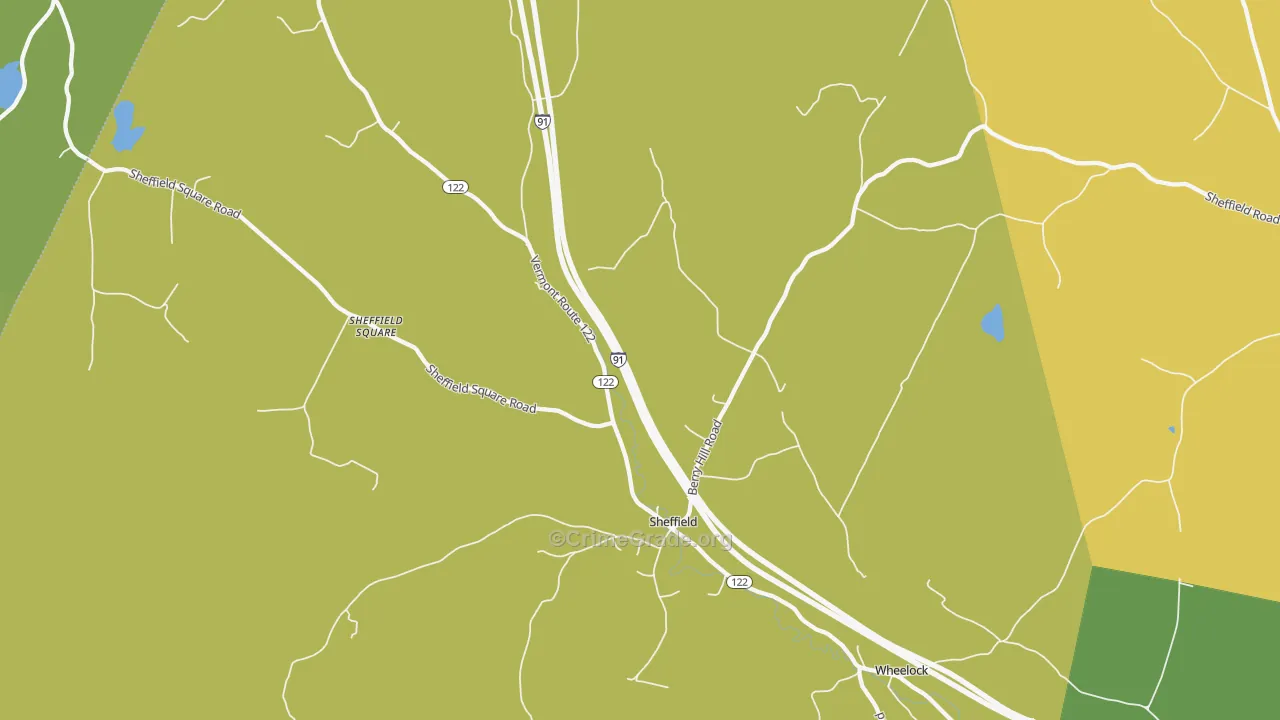 Sheffield, VT Map of Murder Rates