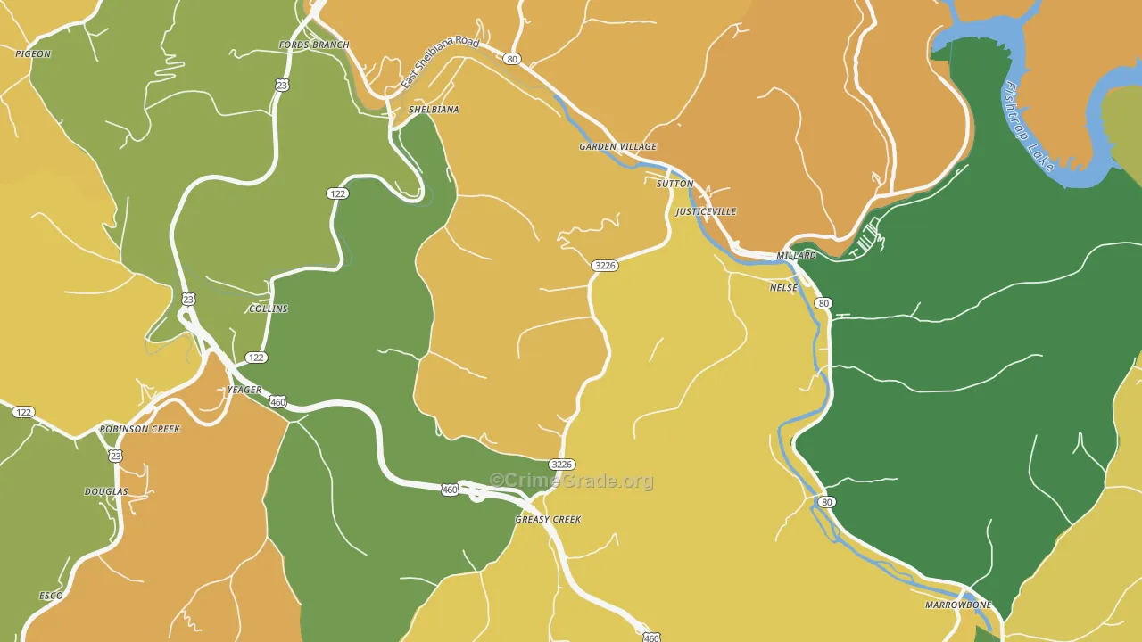 Shelbiana, KY Map of Murder Rates