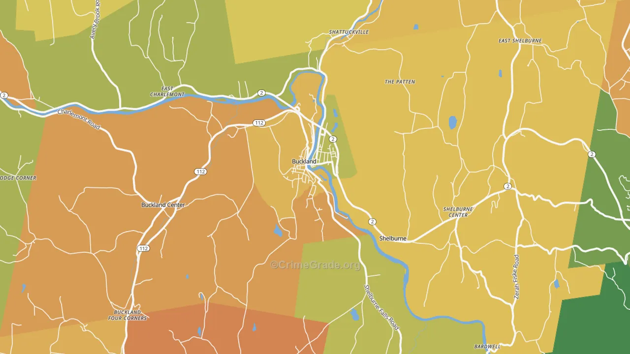 Shelburne Falls, MA Map of Murder Rates
