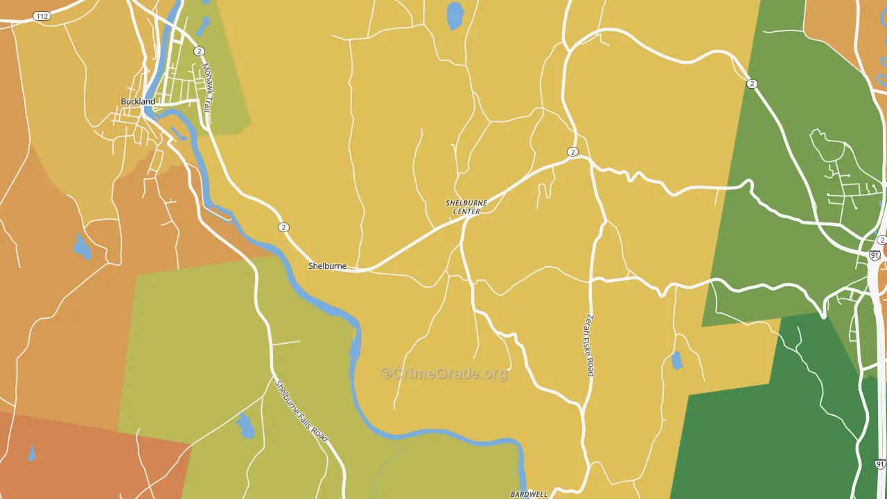 Shelburne, MA Map of Murder Rates