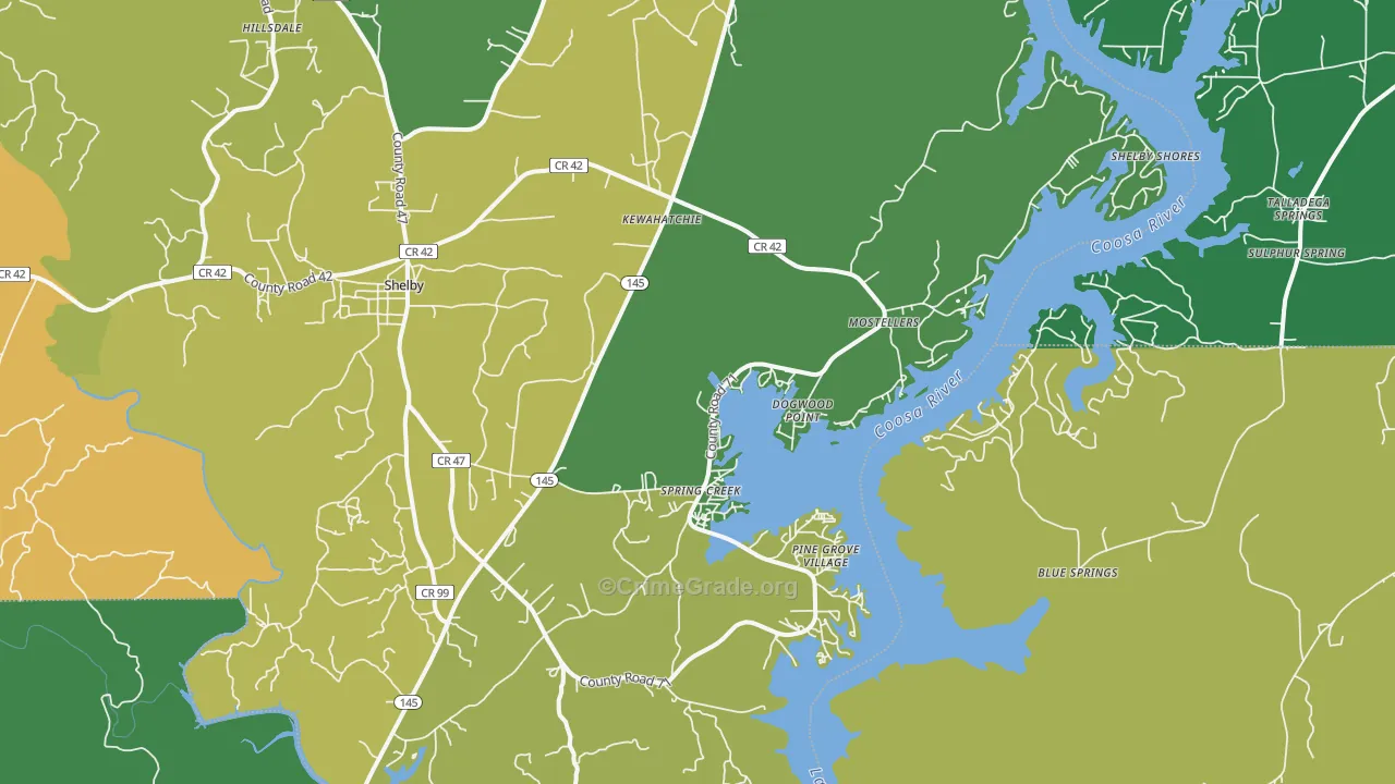 Shelby, AL Map of Murder Rates