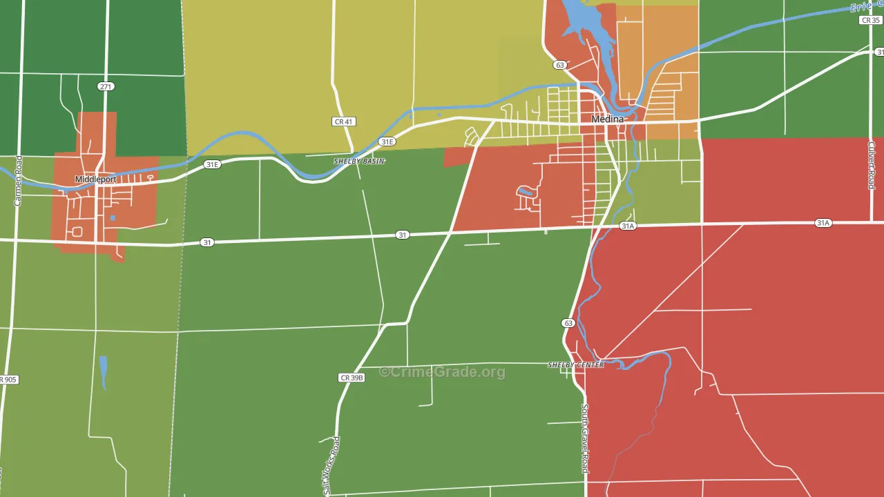 Shelby Basin, NY Map of Murder Rates