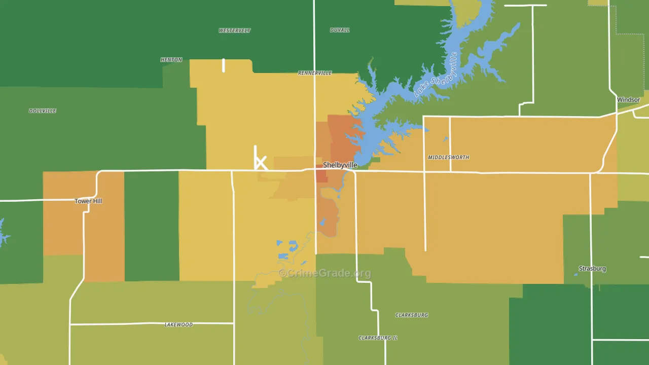 Shelby County, IL Map of Murder Rates