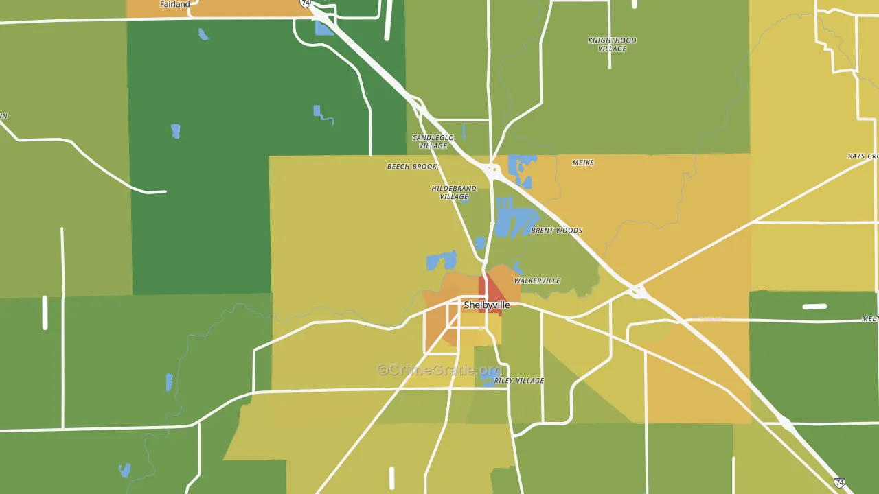 Shelby County, IN Map of Murder Rates