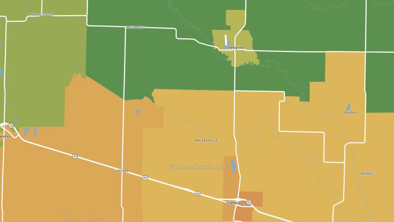 Shelby County, MO Map of Murder Rates