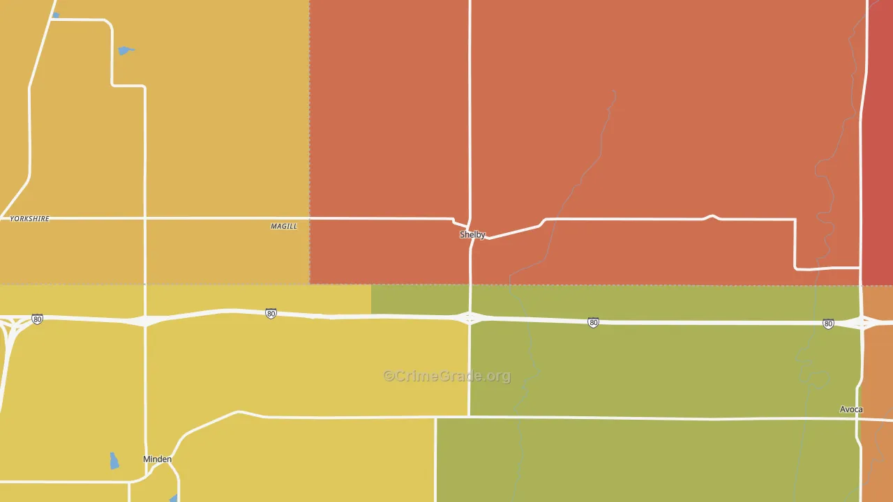 Shelby, IA Map of Murder Rates